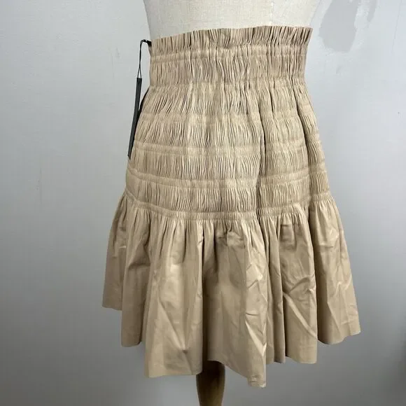 NWT DOLCE Cabo Faux Leather Pleated Skirt Ruching Detail Beige Women's Size XS - Picture 3 of 9